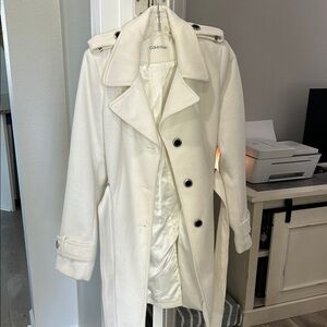 Calvin Klein Women's White Trench Coat